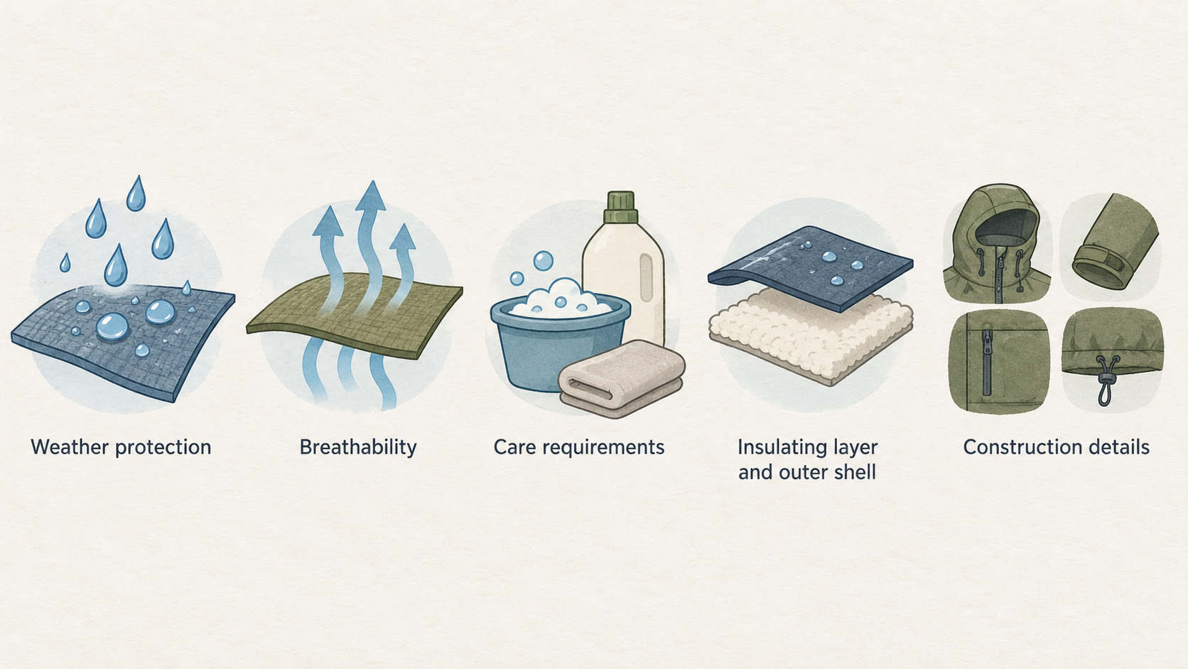 Illustrate the material and construction details the section tells readers to consider for their intended conditions and use.